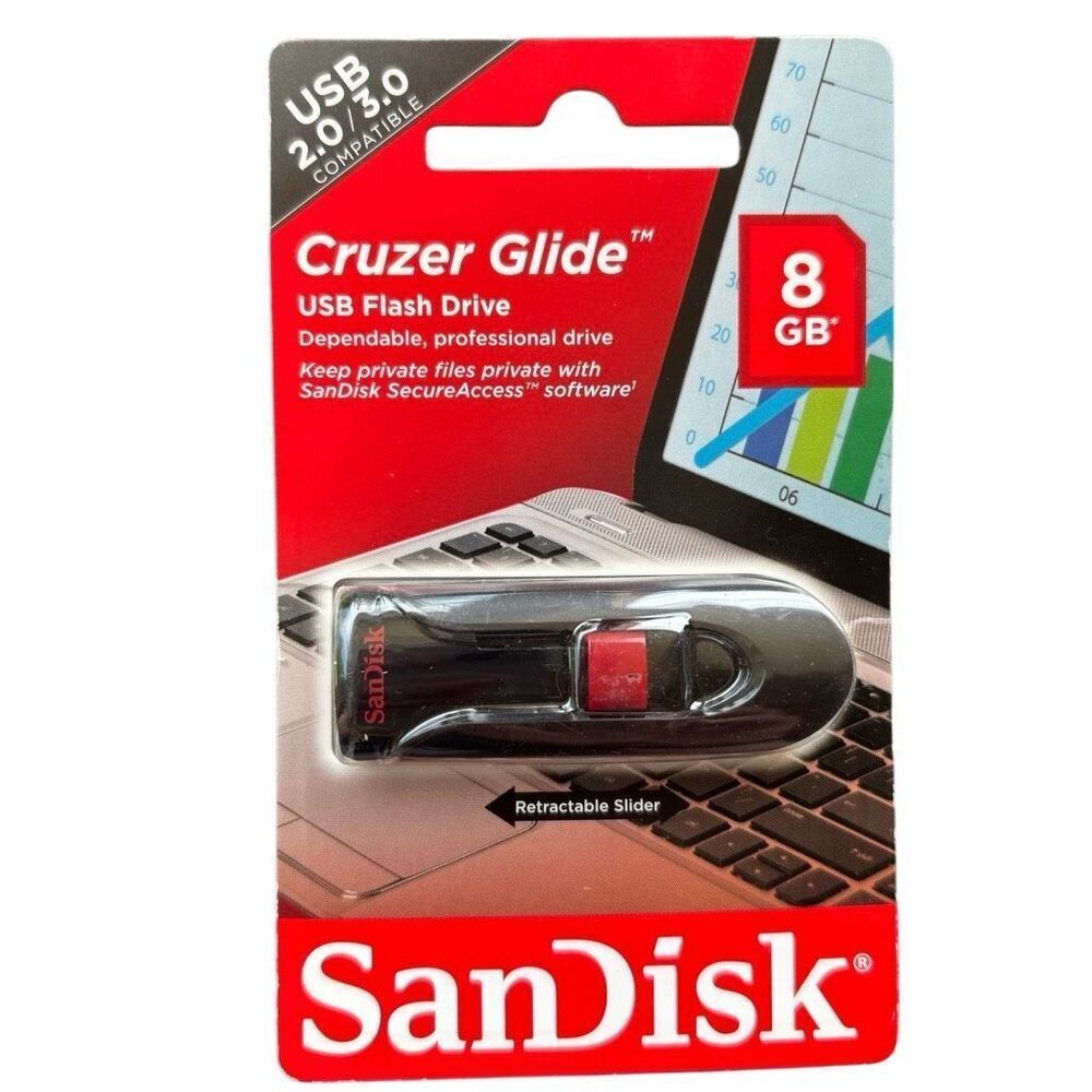 SanDisk Cruzer Glide 8 GB USB Flash Drive *New*